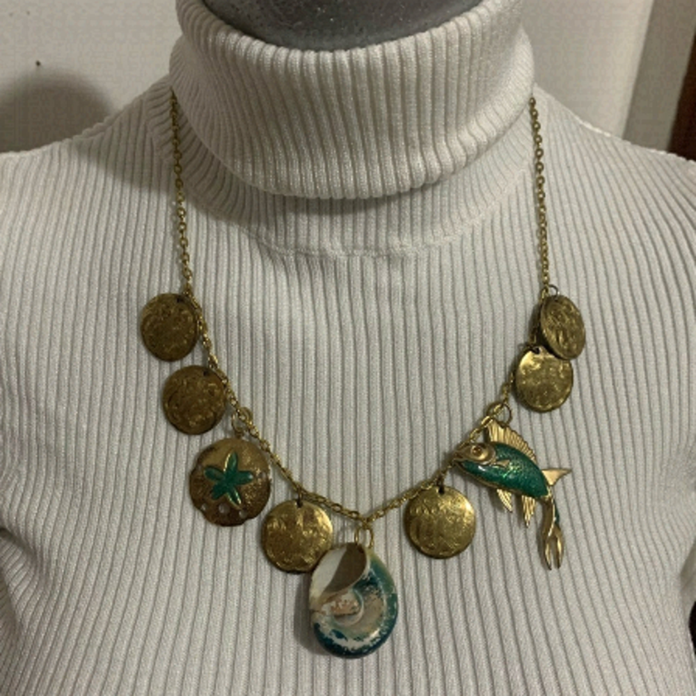 𝅺ONE of a kind custom designed upcycled necklace “Seaside Treasure”